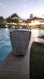 Rwanda Recycled Plastic Open Tote Bag - Small Checked Black & White