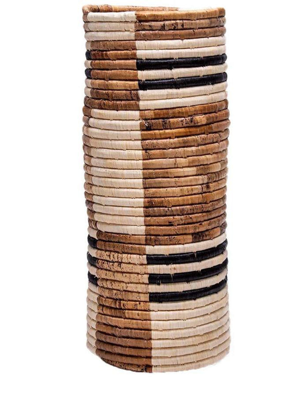 Sand Banana Leaves Vase - Tan & Black