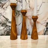 Tapered Diamond Candlestick Holder | Wooden Candle Holders Cognac
