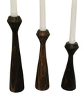 Tapered Diamond Candlestick Holder | Wooden Candle Holders - Black