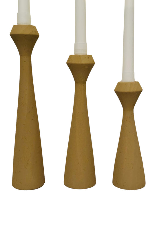 Tapered Diamond Candlestick Holder | Wooden Candle Holders - Desert