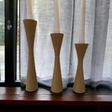 Geo Tapered Candlestick Holder | Wooden Candle Holders - Desert
