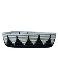 Rwanda African Sisal Oval Bread Oval Basket for Storage, Organization or Serving | Great for Remote Controller Storage or Baby Diapers and Wipes or Serving Bread on The Table- 11" Long, 7" Wide, 2.5" Tall - Black & White