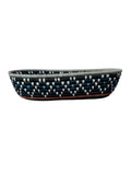 African Rwanda Woven Oval Bread Basket for Storage, Organization or Serving | Great for Remote Controller Storage or Baby Diapers and Wipes or Serving Bread on The Table - 11" long, 7" wide, 2.5" tall -Blue