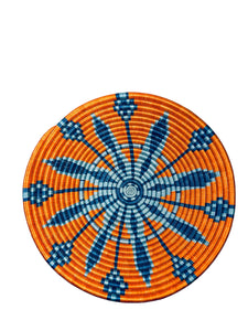 African Basket / Rwanda Woven Basket - Burnt Orange with Turquoise