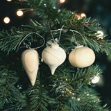 Traditional Carved Wooden Christmas Ornaments Decorations or Festive Décor -Natural