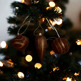 Traditional Carved Wooden Christmas Ornaments Decorations or Festive - English Oak