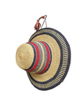 Ghanaian Straw Hats With Wide Brim Band & Leather -  Red