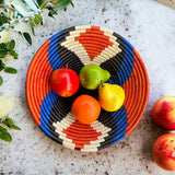 African  Uganda Woven Bowl burgundy -13" x 3" Across