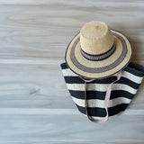 Black and White Stripes Mifuko Kiondo Kenya Beach Bag, Shopping Bag, Picnic Bag, Storage, Floor Basket, Home Decor Diameter: 17" x  Height: 13" With Straps: 25"