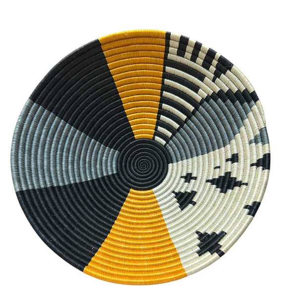 Rwanda African bowl - Orange Gray Geo