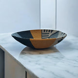 Rwanda African bowl - Orange Gray Geo