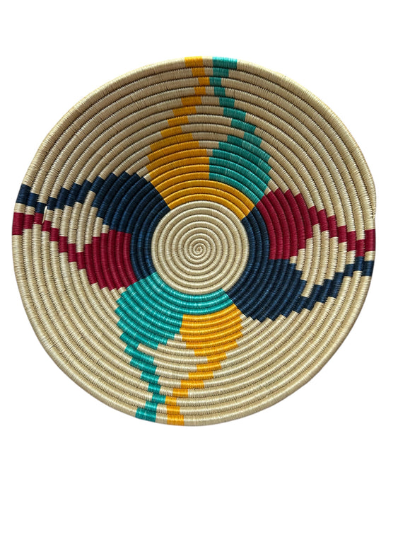 Rwanda African bowl - Orange Turquoise Red