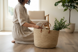 Tan Mifuko Kiondo Kenya Bag Shopping Bag, Picnic Bag, Storage, Floor Basket, Home Decor - Small Straps