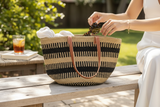 Shopping Tote Bag / Kiondo Basket/ Kiondo Beach Bag - Black and Tan