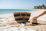 Shopping Tote Bag / Kiondo Basket/ Kiondo Beach Bag - Black and Tan