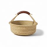 Haverst Woven Basket , Portable Garden Harvest Ghana Basket, for Picnic, Easter Eggs, Storage, Gathering Produce and eggs