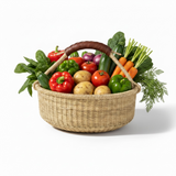 Haverst Woven Basket , Portable Garden Harvest Ghana Basket, for Picnic, Easter Eggs, Storage, Gathering Produce and eggs