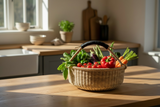 Haverst Woven Basket , Portable Garden Harvest Ghana Basket, for Picnic, Easter Eggs, Storage, Gathering Produce and eggs