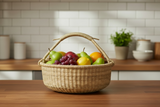 Haverst Woven Basket , Portable Garden Harvest Ghana Basket, for Picnic, Easter Eggs, Storage, Gathering Produce and eggs