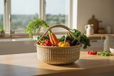Haverst Woven Basket , Portable Garden Harvest Ghana Basket, for Picnic, Easter Eggs, Storage, Gathering Produce and eggs