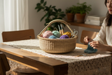 Haverst Woven Basket , Portable Garden Harvest Ghana Basket, for Picnic, Easter Eggs, Storage, Gathering Produce and eggs