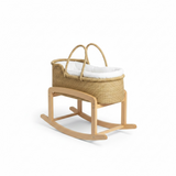 Large Organic Baby Moses Bassinet Handmade Toddler Bed with Brown Handles - Vegan (No Leather Handle/Only Grass)