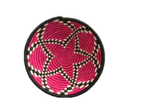 African Rwanda Woven Basket Pink Cherry