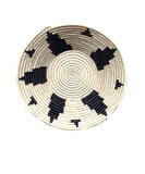 African  Uganda Woven Bowl  White & Black Stairs 12" x 3"