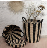 Woven Basket: Ineke Black and Tan Striped Basket