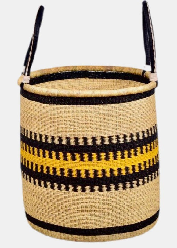 Ghana Laundry basket Hamper Basket Home Decor Basket - Yellow, Black & Tan