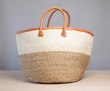 Mifuko Kiondo Kenya Bag - Two tone Beige and White