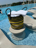 Mifuko Kiondo Kenya Bag - Yellow Mustard Black and White