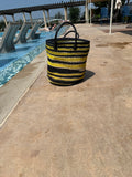 Mifuko Kiondo Kenya Bag - Yellow Mustard Black and White