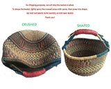 Medium Bolga Market Basket w/ Leather Wrapped Handle (Colors Vary) W: 11" - 13" H: 8"-10",  Green 1 EA