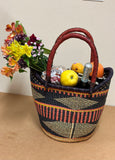 LARGE YIKENE  U- SHOPPER GHANA BASKETS 16" -19" ACROSS  - Maroon