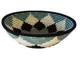 African Basket  Rwanda Woven Basket - Ocean Wave With Black
