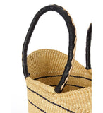 Natural Striped Shopper with Black Leather Handles
