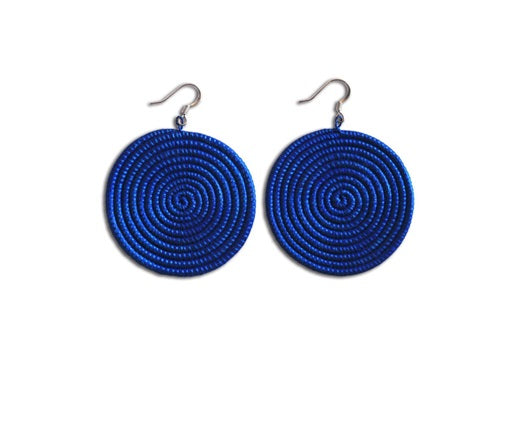 Blue Woven Disc Earrings – Medium
