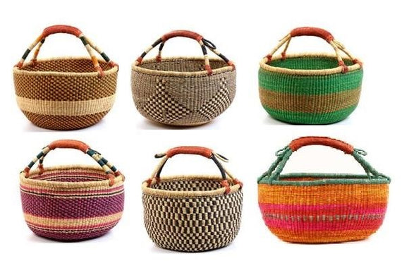 Large African Bolga Basket - Handwoven Ghana Basket For Storage & Decor (14-16 Inch)