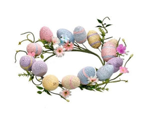 Easter Paper Wrap Egg & Flower Candle Ring 10"D