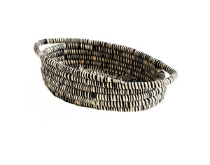 Rwanda African Sisal Oval Bread Oval Basket for Storage, Organization or Serving | Great for Remote Controller Storage or Baby Diapers and Wipes or Serving Bread on The Table- 11" Long, 7" Wide, 2.5" Tall - Heather Feathers