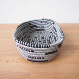 African Rwanda Woven Oval Bread Basket for Storage, Organization or Serving | Great for Remote Controller Storage or Baby Diapers and Wipes or Serving Bread on The Table - 11" long, 7" wide, 2.5" tall Grey