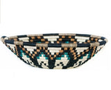 African  Rwanda Woven Basket - Green & Tan