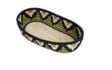 African Basket | Rwanda Woven Bread Basket Oval Basket for Storage, Organization or Serving | Great for Remote Controller Storage or Baby Diapers and Wipes or Serving Bread on The Table- 11" Long, 7" Wide, 2.5" Tall  Green