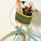 Bike Bicycle Basket - Green & Tan