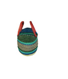 Medium U-Shopper Ghana Beach Tote Bag/Bolga Basket 13-14" Across - Green w/brown handles