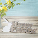 Wood Happy Easter Sign 10.75" (Natural White)