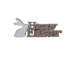 Wood Happy Easter Sign 10.75" (Natural White)