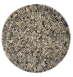 Trivet Pot Stand or Wall Art  Africa Handwoven 12-inch Raffia Heather Black and Ivory